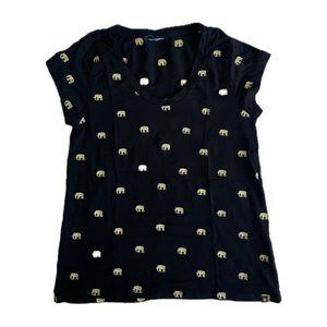 Black T-shirt with gold elephants